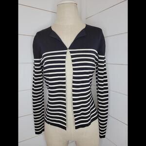 Cyrus small black & white striped cardigan sweater